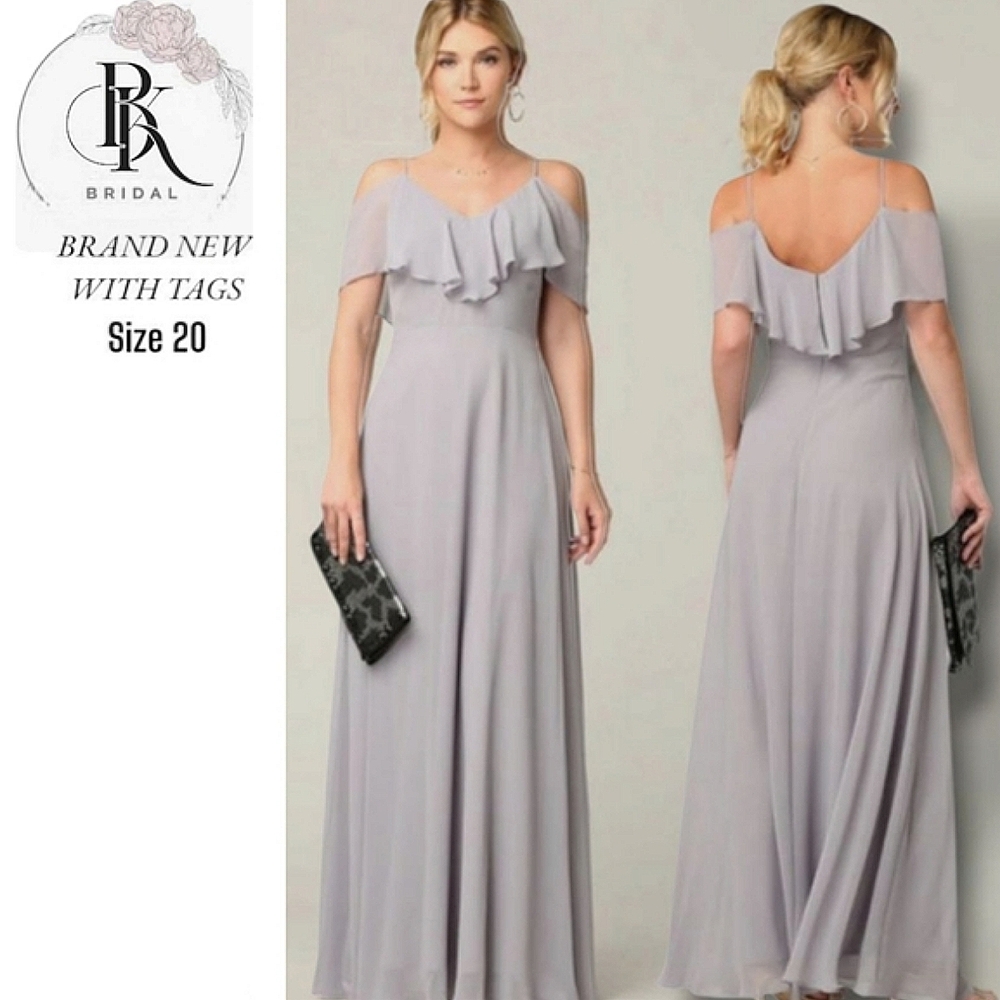 Chiffon Gray Off-Shoulder Dress BRAND NEW WITH TAGS
